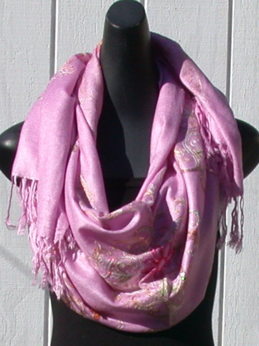 Carnation Pink Embroidered Floral Print Fashion Shawl 26 x 70 Hijab Scarves